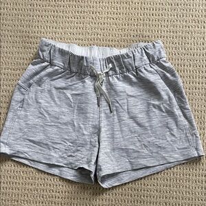lululemon athletica Light Gray Striped Drawstring Lounge Shorts